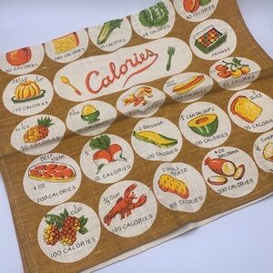 Vintage Rare Parisian Prints All Pure Linen Kitchen Towel Calories Kitchen Towel